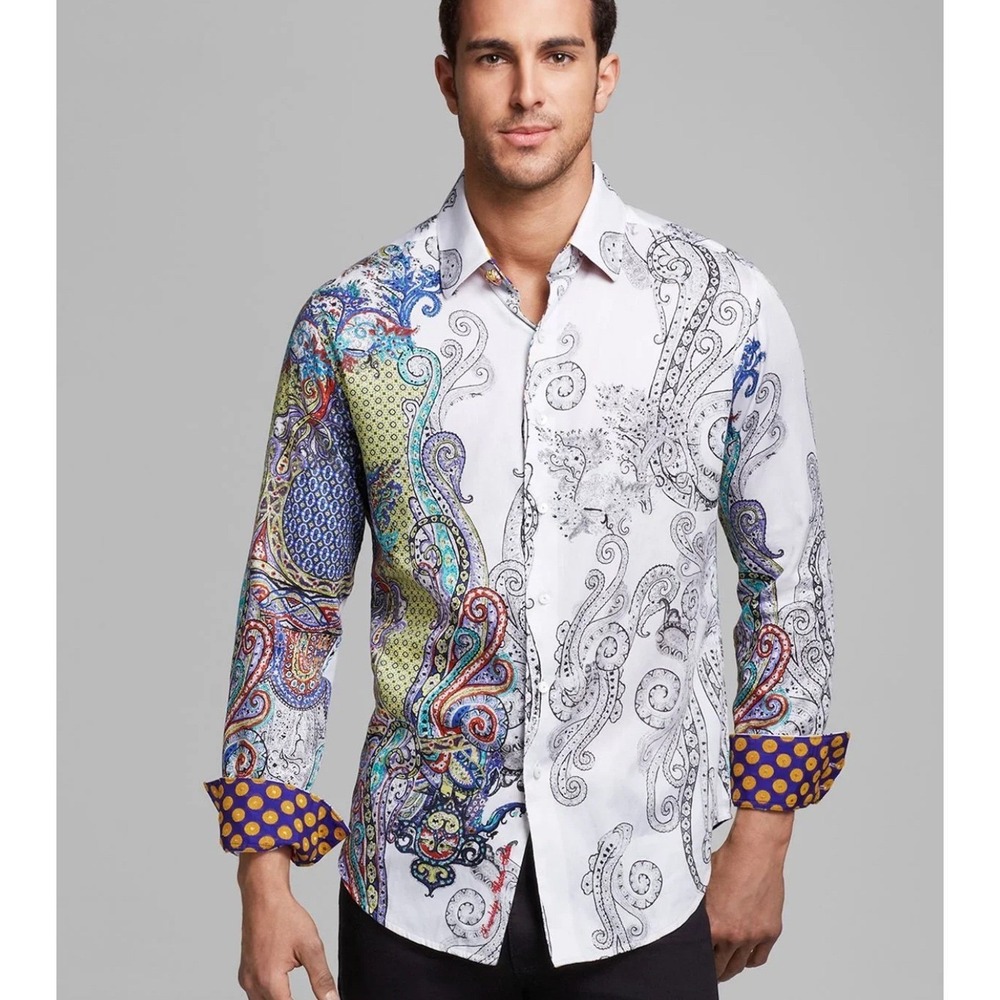 Robert Graham LIMITED EDITION Marky Mark Multi Color Paisley Sport Shirt 2XL